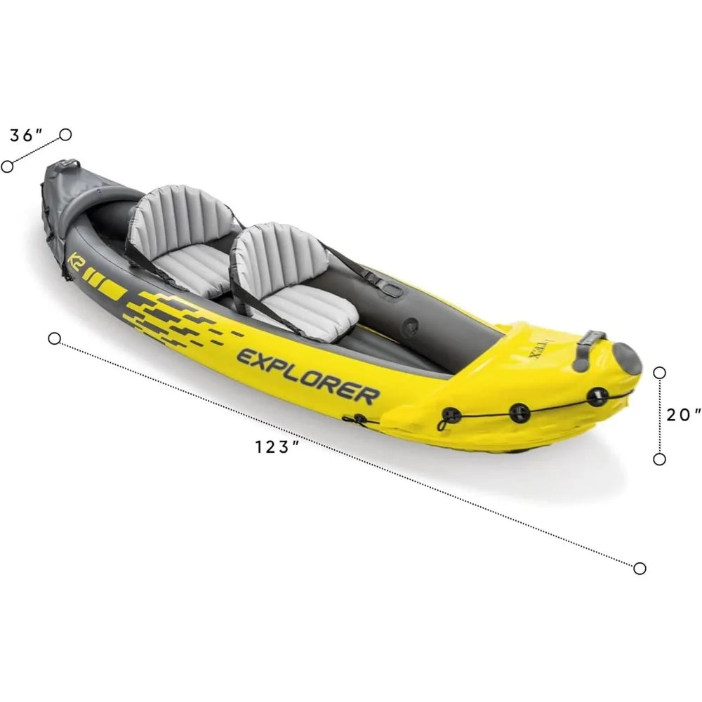 Inflatable Kayak Set Includes Deluxe 86in Aluminum Oars and High-Output Pump – SuperStrong PVC