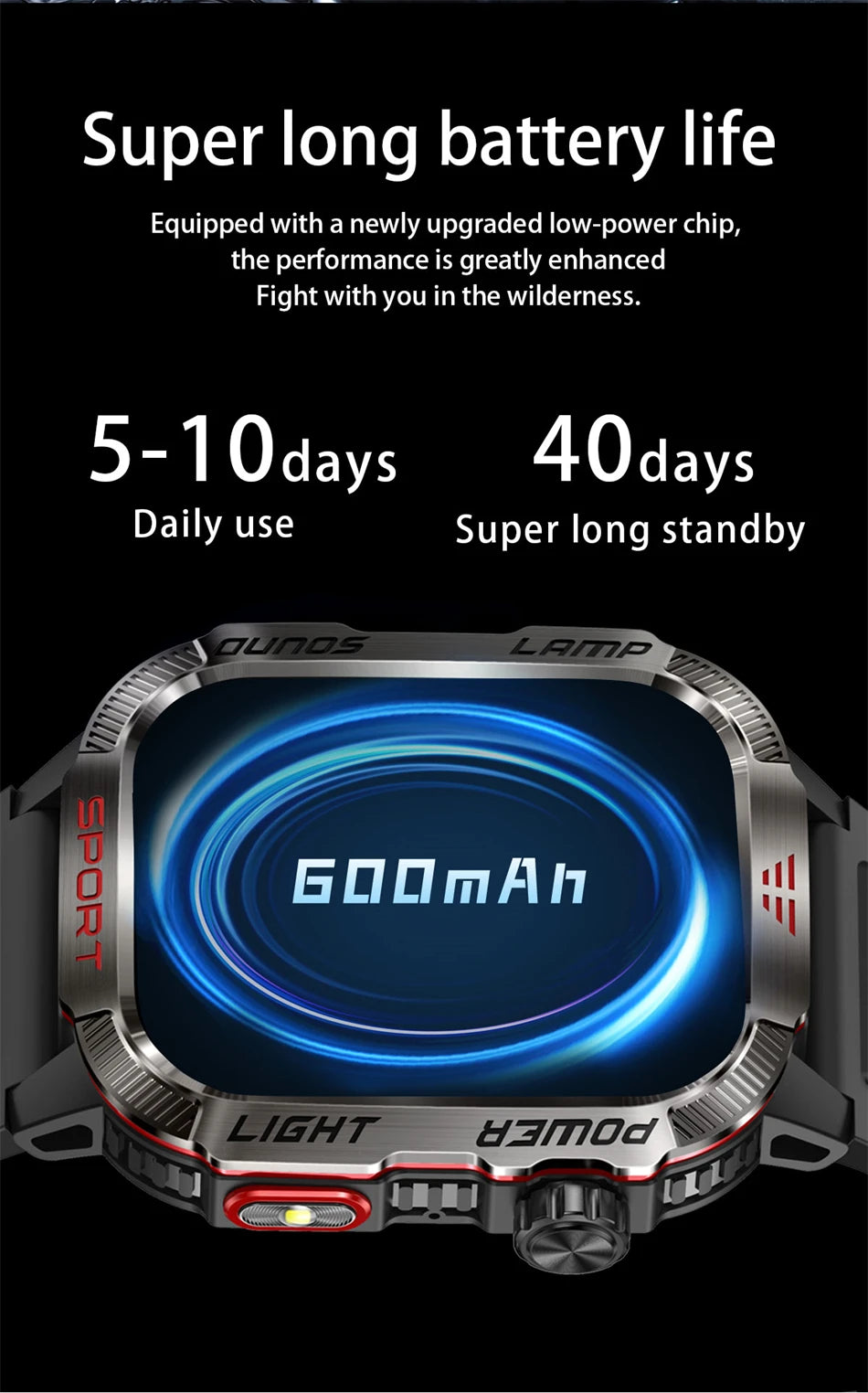 Military GPS Smartwatch for Men – Waterproof Outdoor Sports Watch with Flashlight, Compass, Bluetooth Calling & Fitness Tracker