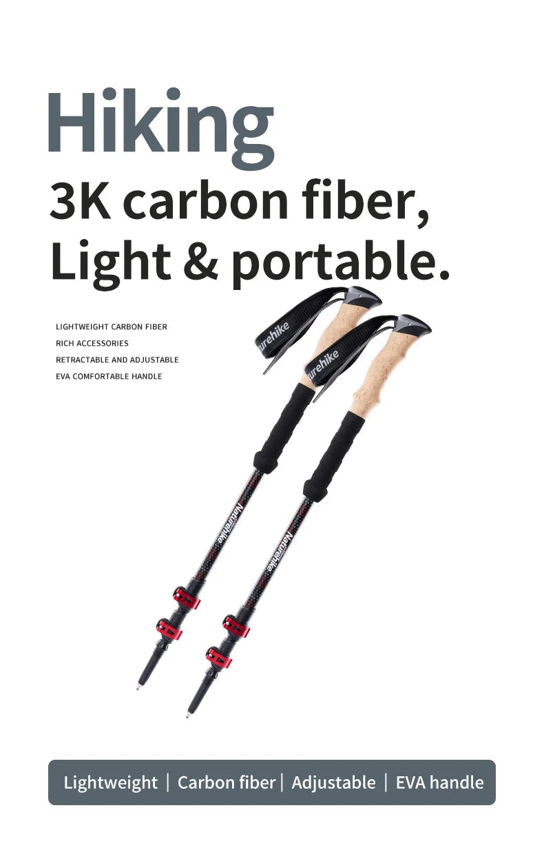 Lightweight Carbon Fiber Trekking Poles – 2PCS Collapsible Telescopic Hiking Sticks for Walking, Climbing & Backpacking