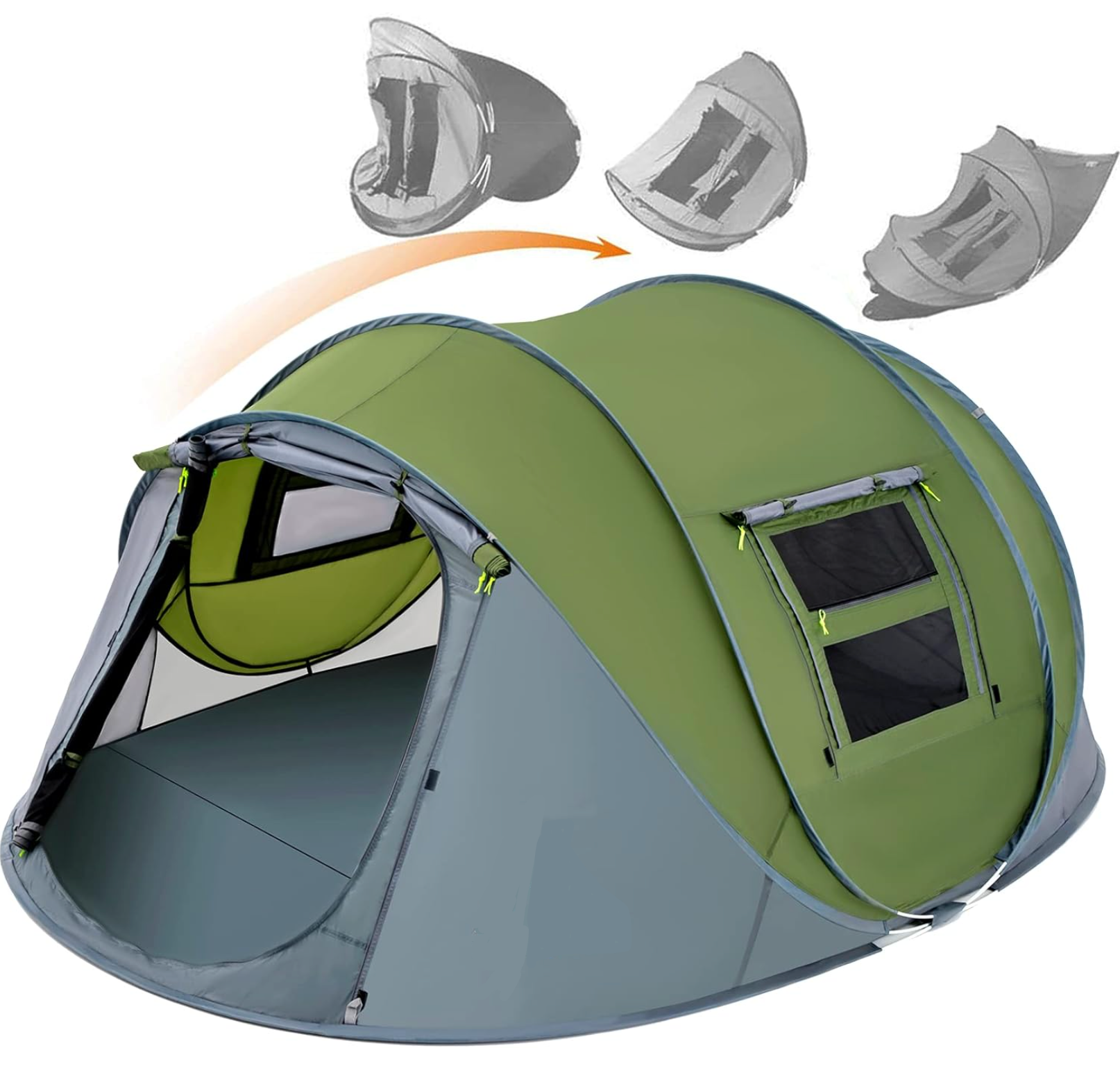 4 Person Easy Pop Up Tent Waterproof Automatic Setup 2 Doors-Instant Family Tents for Camping Hiking & Traveling