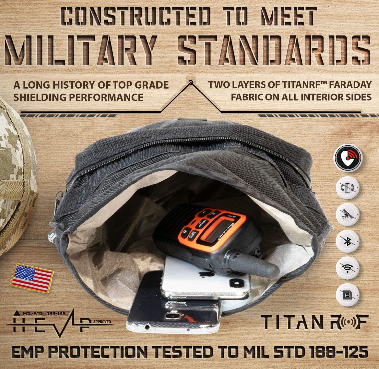 MOLLE Faraday Pouch Military-Grade Bag with RF Signal Blocking Liner Attaches to MOLLE Webbing Systems Anti-Hacking & Tracking Assurance, Data Privacy for Handheld Devices
