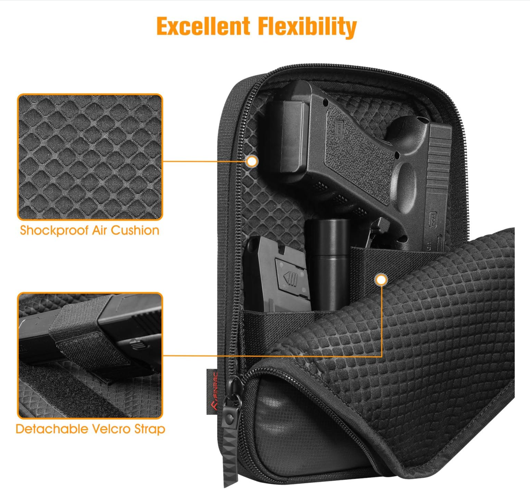 Concealed Carry Gun Pouch, Soft Pistol Case Fanny Pack Waist Belt Firearm Bag with Holster for Handgun, Air Gun, Men, Women
