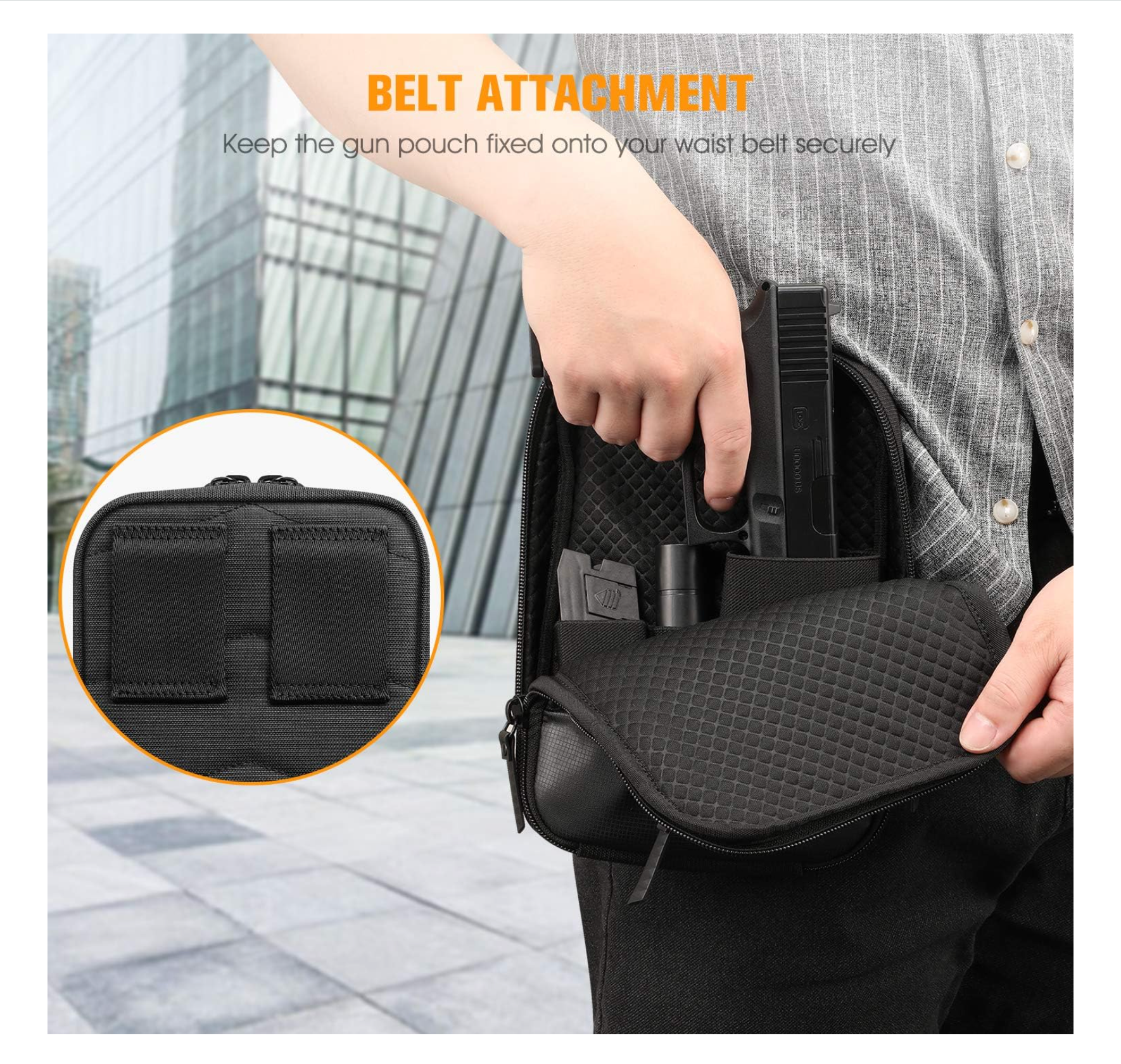 Concealed Carry Gun Pouch, Soft Pistol Case Fanny Pack Waist Belt Firearm Bag with Holster for Handgun, Air Gun, Men, Women