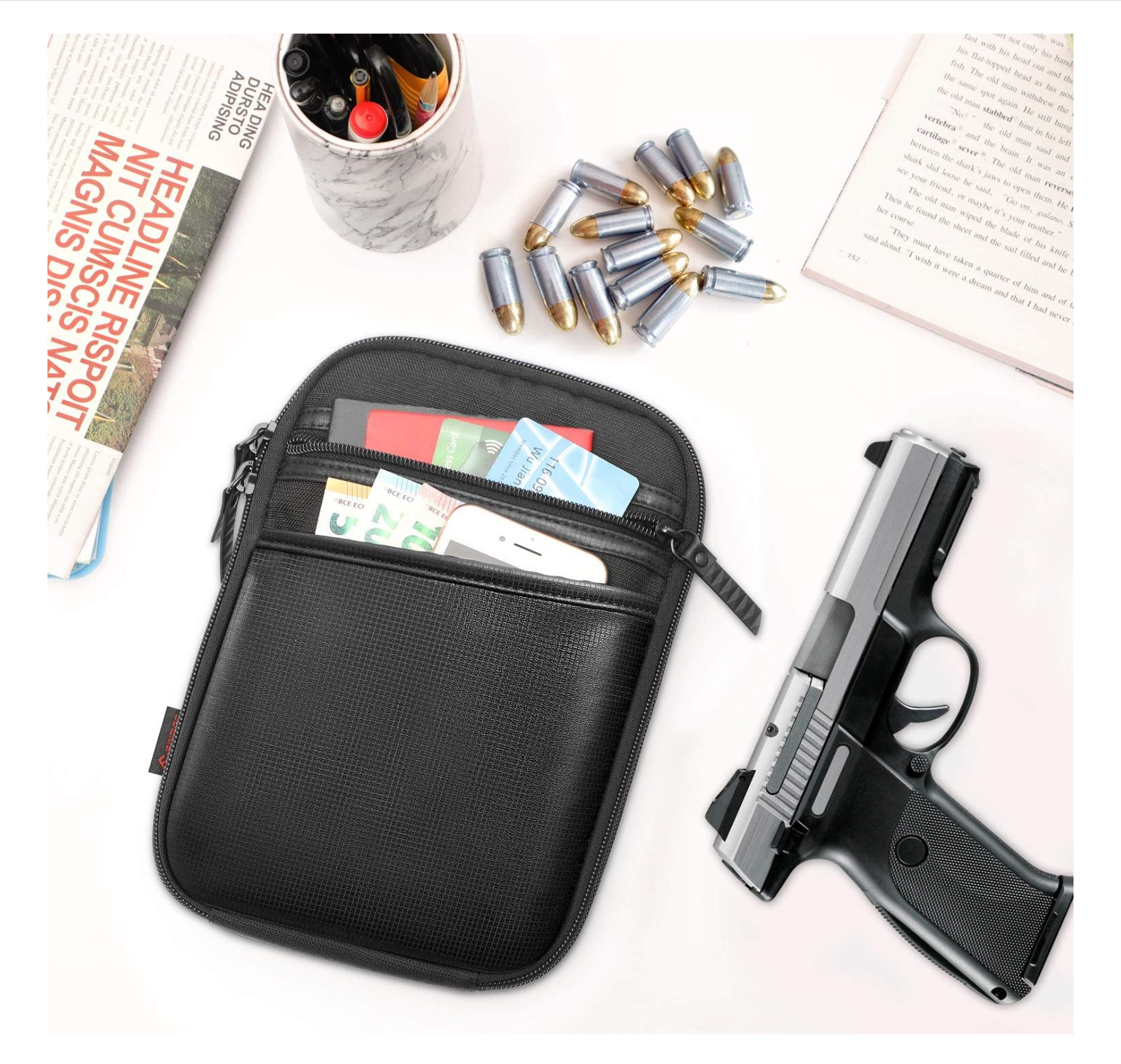 Concealed Carry Gun Pouch, Soft Pistol Case Fanny Pack Waist Belt Firearm Bag with Holster for Handgun, Air Gun, Men, Women