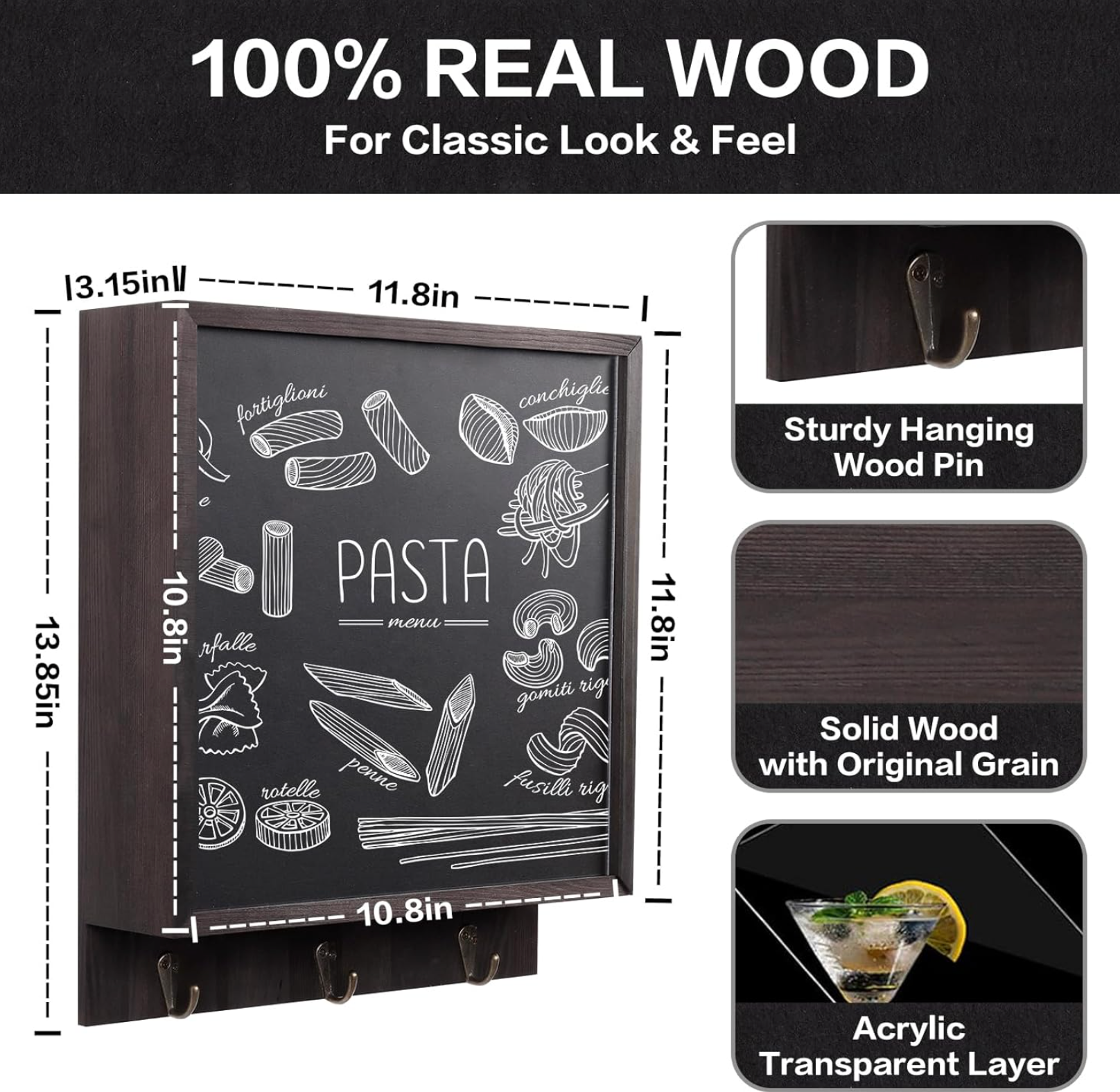 Hidden Gun Storage, Hidden Wall Gun Safe pistol rack Shelf with 3 Hooks for Secret Decor Concealment Furniture, Art Storage Cabinet Wooden Storage Shelves Indoor Picture Frame
