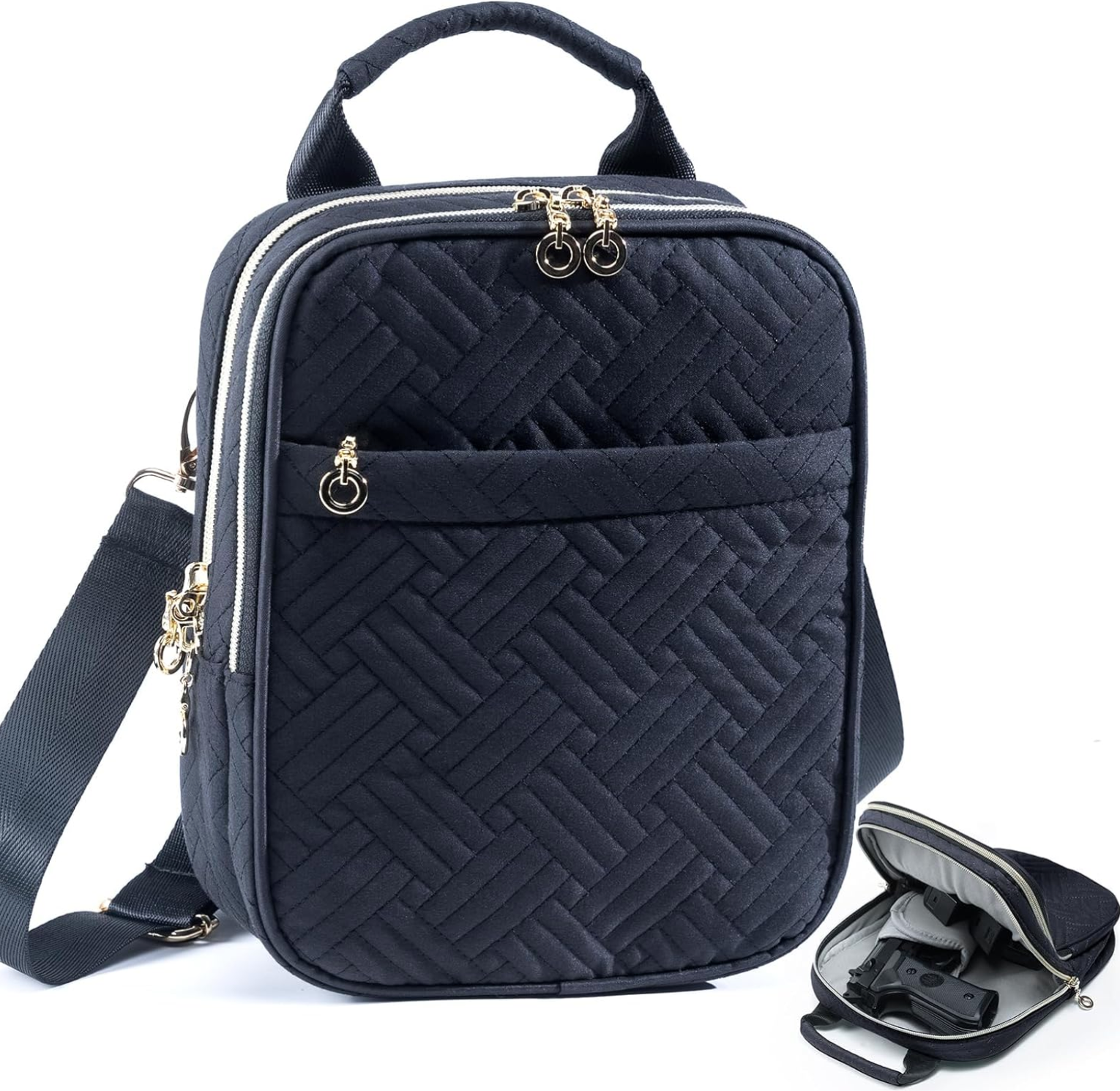 Women’s Soft Pistol Case – CCW Crossbody Gun Bag, Concealed Carry Pouch, Small Tactical Range Bag for Handguns