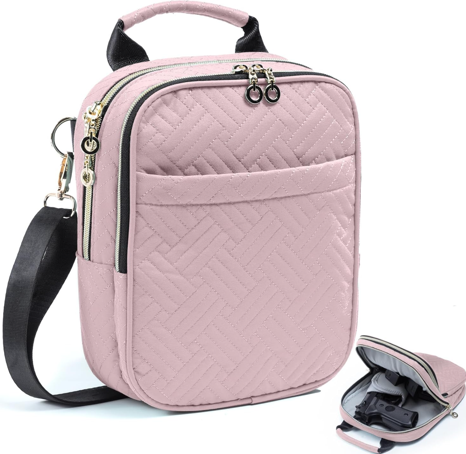 Women’s Soft Pistol Case – CCW Crossbody Gun Bag, Concealed Carry Pouch, Small Tactical Range Bag for Handguns