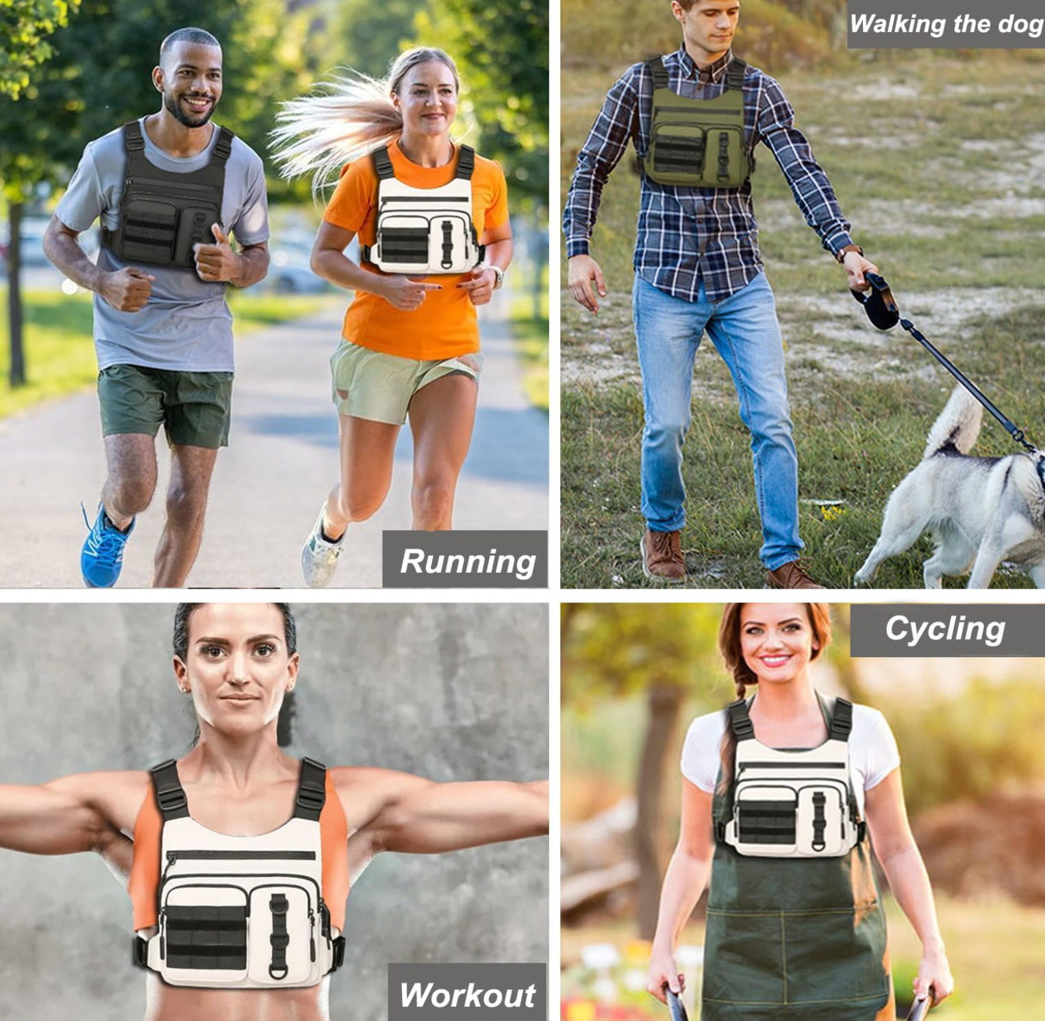 Chest Vest Gun Holster Fits Most Pistols, Adjustable EDC Travel Chest Pack for Running, Hiking, Workouts