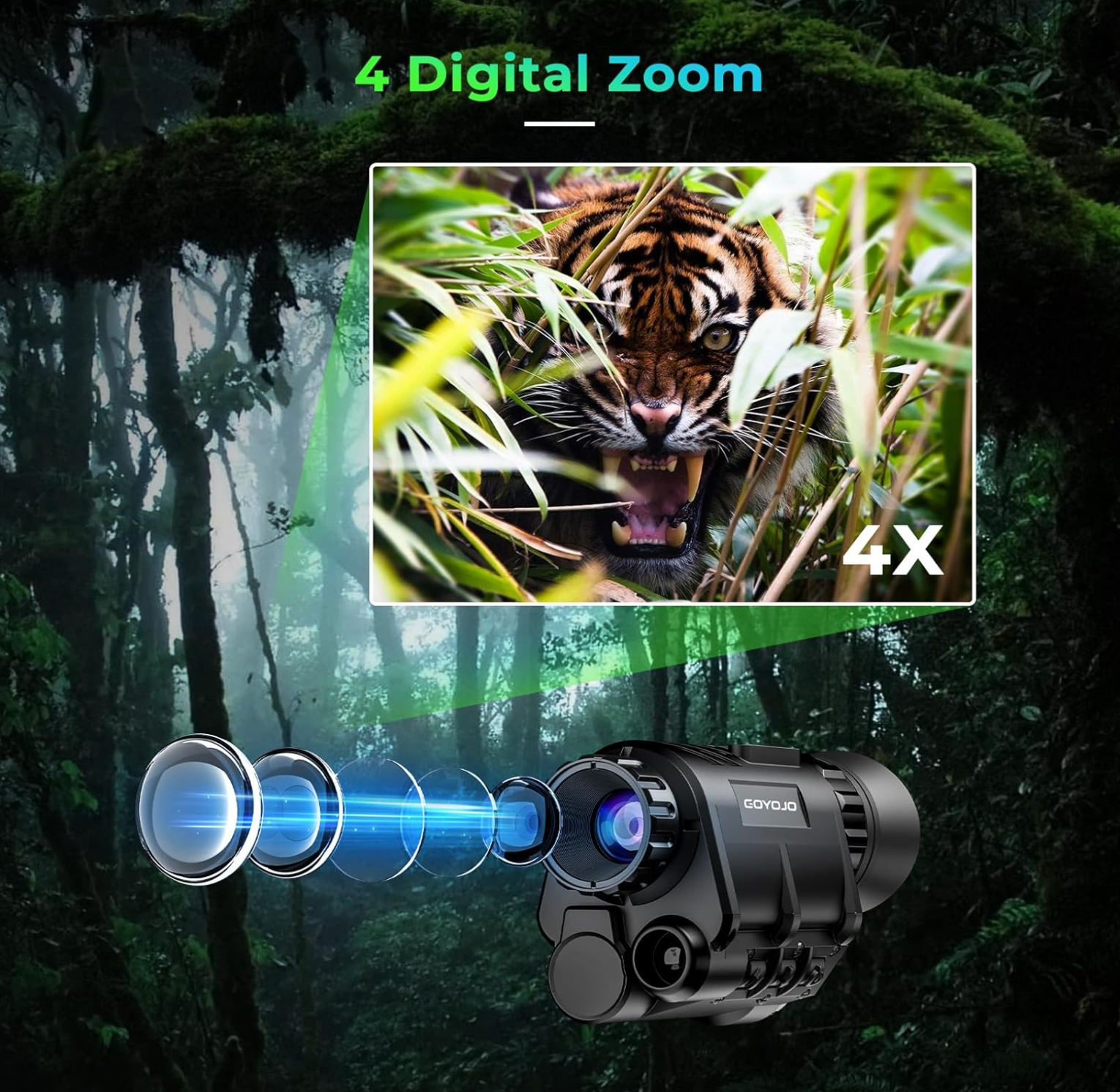 NVG 2K Night Vision Goggles for Adults - PVS-14 Helmet Mounted Night Vision Monocular with 4 Color Modes 4X Magnification, HD Recording & Playback for Hunting Surveillance