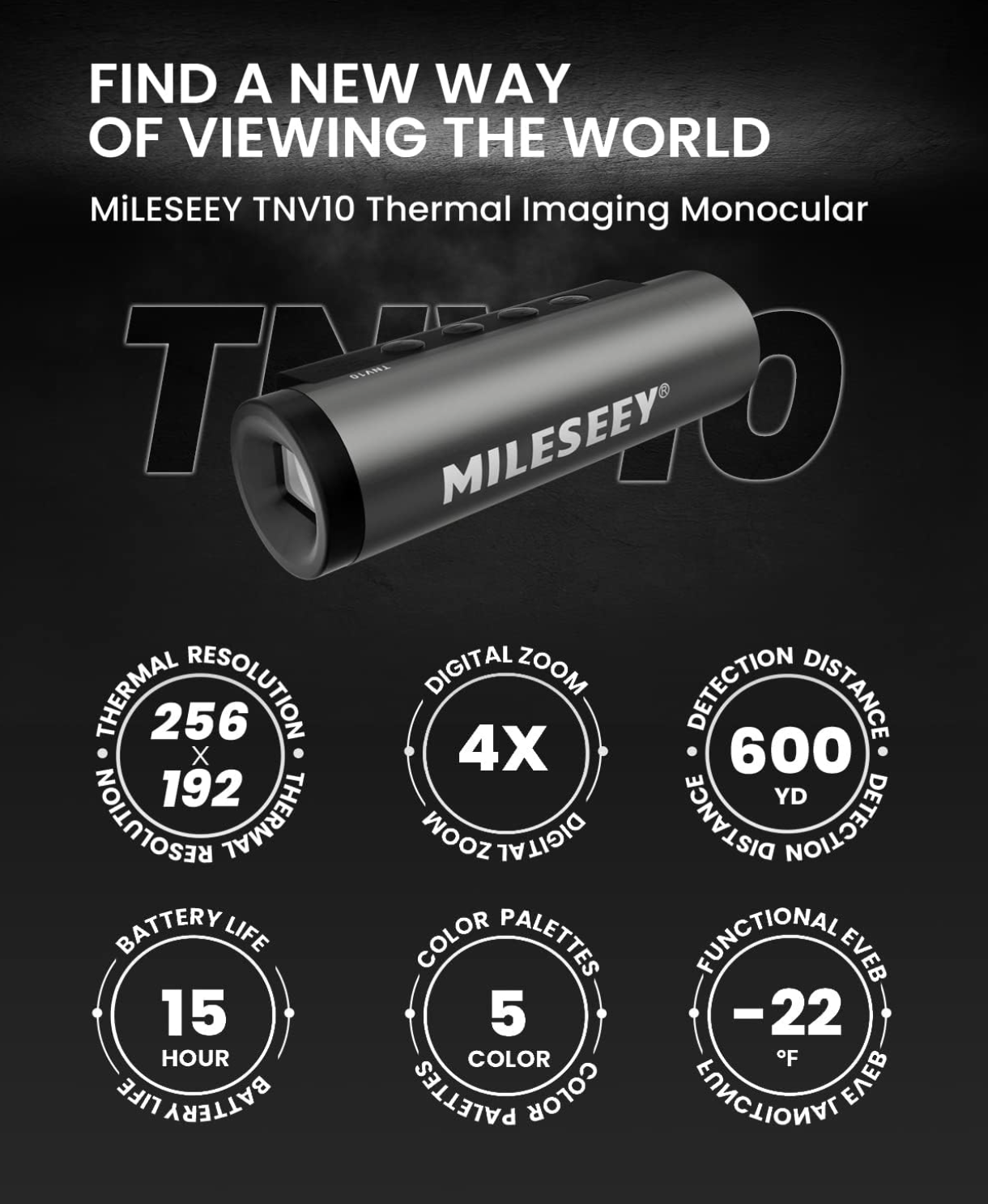 T-Recon Hunter Thermal Monocular – 256x192 (25 Hz) Handheld Night Vision Imaging, Aircraft Mg-Al Alloy, for Hunting & Outdoor Use