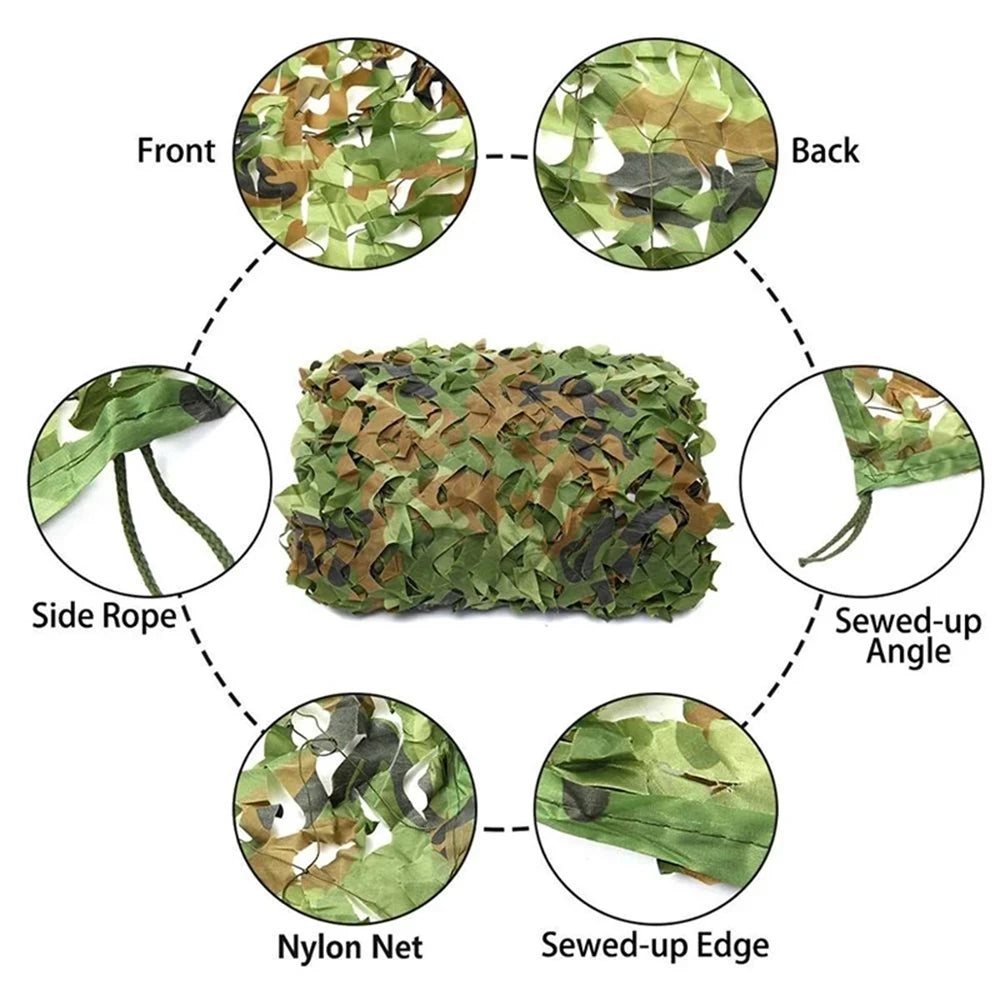 Military Camouflage Net – Hunting, Tactical, Garden, Gazebo, Car Awning | Available in White, Green, Black, Jungle, and Desert Colors