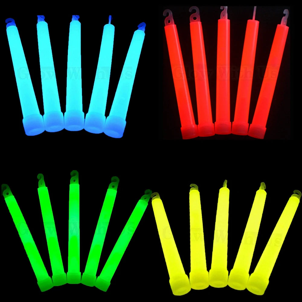 Military Grade 6" Ultra Bright Industrial Glow Sticks Camping, Outdoor Emergency Light Glowstick, Fluorescent Glow Stick