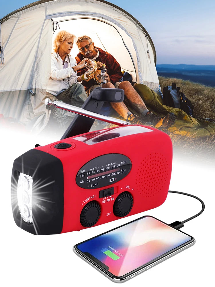 Hand Crank Multifunctional Solar Radio USB Charging Flashlight Power Bank