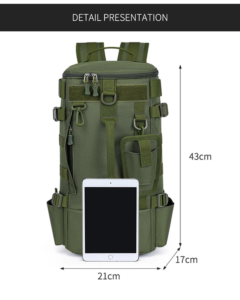 Multifunctional Fishing Tackle Backpack with Rod Holders – Heavy-Duty Molle Storage Bag for Fishing Gear, Camping, Hiking & Outdoor Sports