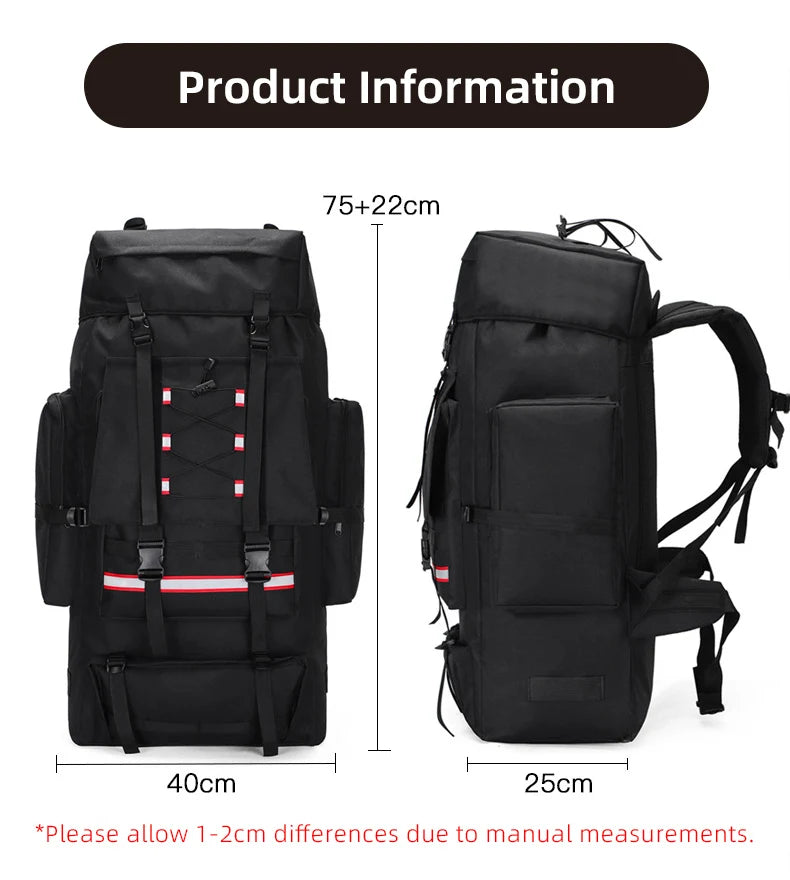 130L Large Hiking Camping Backpack – Tactical MOLLE Travel Rucksack for Men | Waterproof Trekking Outdoor Sports Pack
