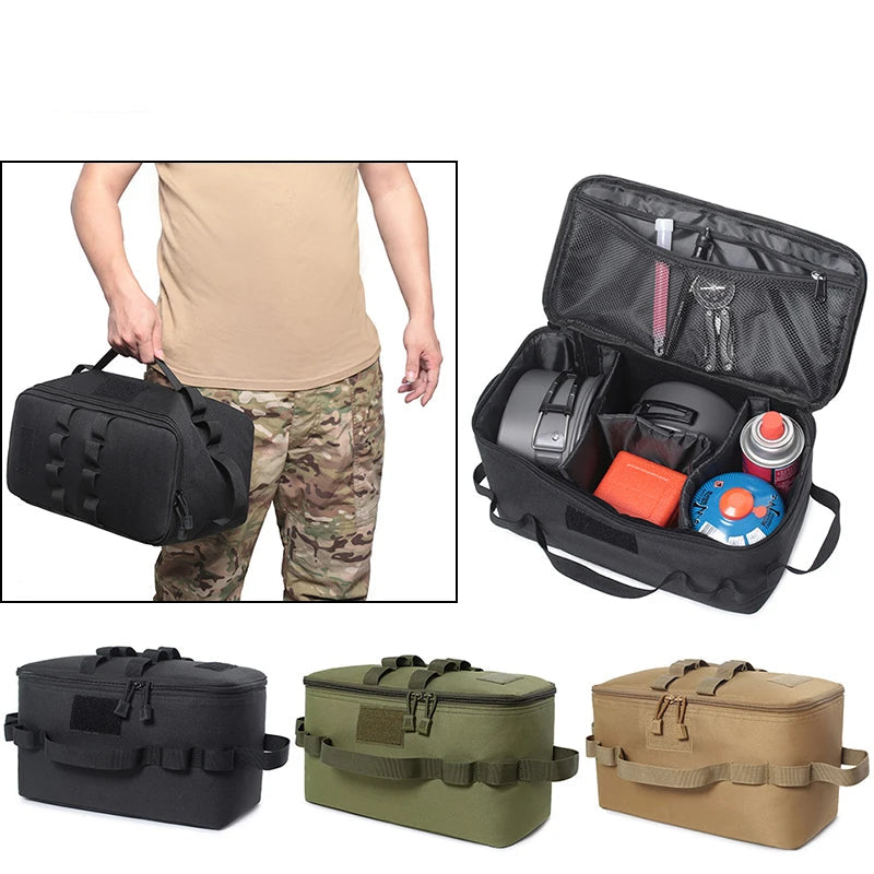 Large Capacity Outdoor Camping Gas Tank Storage Bag – Durable Ground Nail Tool Bag for Gas Canister, Picnic Cookware, and Camping Utensils Kit