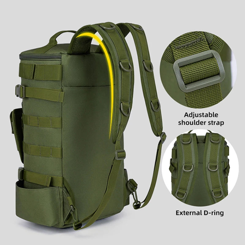 Multifunctional Fishing Tackle Backpack with Rod Holders – Heavy-Duty Molle Storage Bag for Fishing Gear, Camping, Hiking & Outdoor Sports