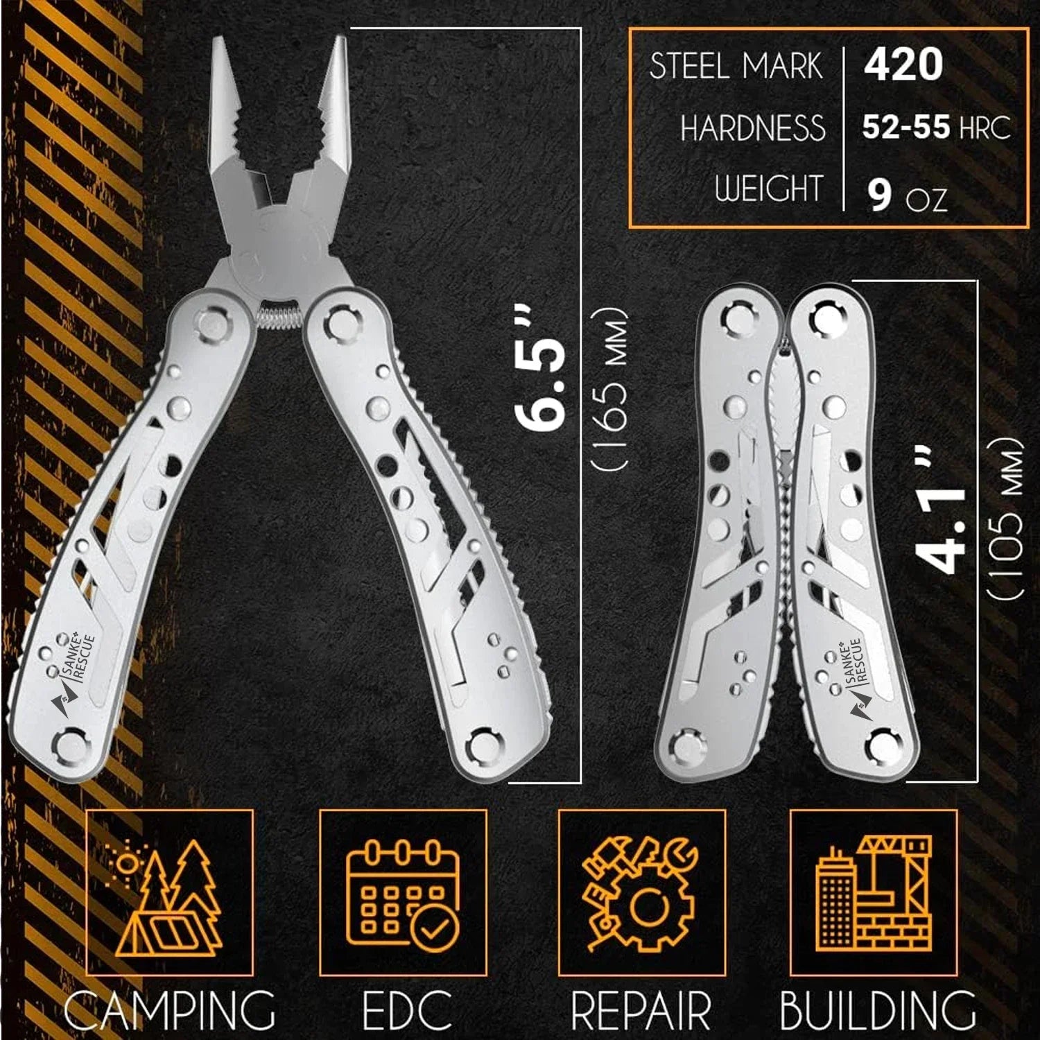 24-in-1 Multitool Pocket Pliers with Knife & Screwdriver – Portable Survival Tool for Camping, Hunting, Hiking & Emergency Repairs