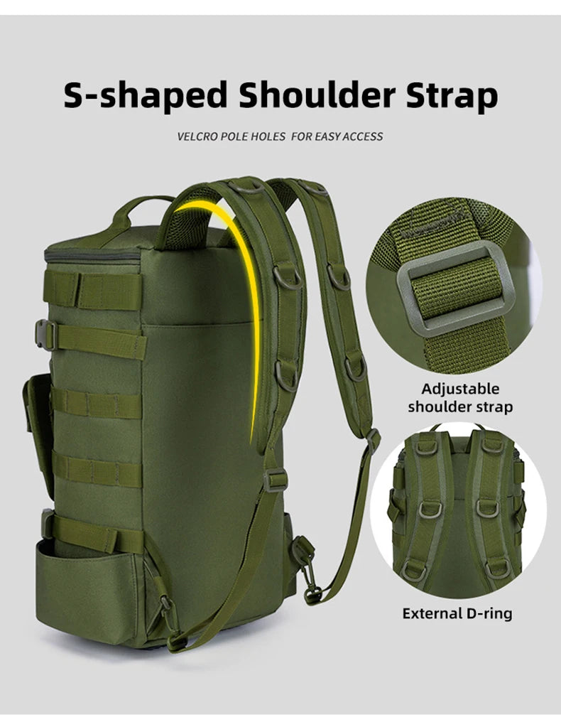 Multifunctional Fishing Tackle Backpack with Rod Holders – Heavy-Duty Molle Storage Bag for Fishing Gear, Camping, Hiking & Outdoor Sports