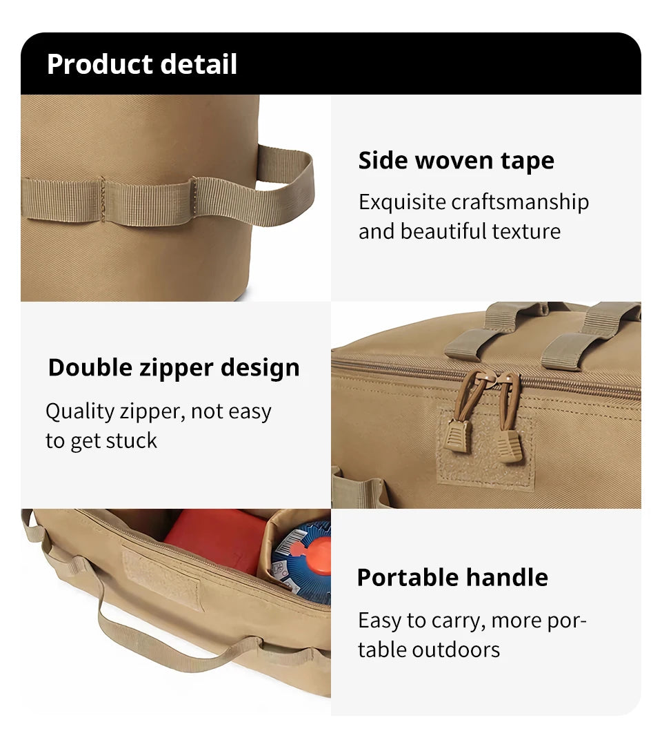 Large Capacity Outdoor Camping Gas Tank Storage Bag – Durable Ground Nail Tool Bag for Gas Canister, Picnic Cookware, and Camping Utensils Kit