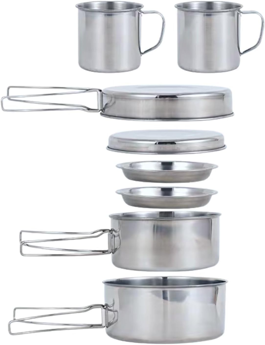 8-Piece Backpacking Camping Cookware Set – Compact Mess Kit with Pot, Pan, and Accessories for Hiking, Camping, and Outdoor Picnics