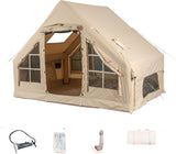 4-season inflatable camping tent fully set up outdoors, showing the no-pole air column frame