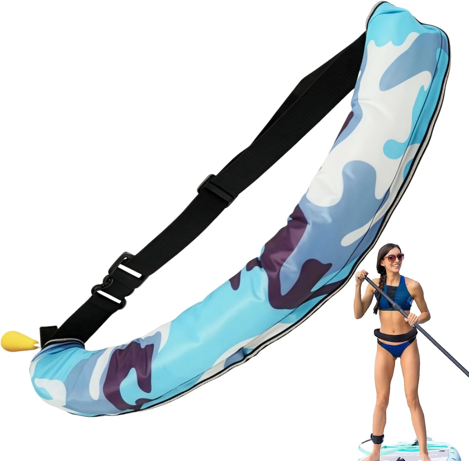 Manual Inflatable Life Belt Pack – Portable Adult Swim Safety Device with Blowpipe & Whistle | Ideal for Swimming, Kayaking, Fishing & Paddleboarding