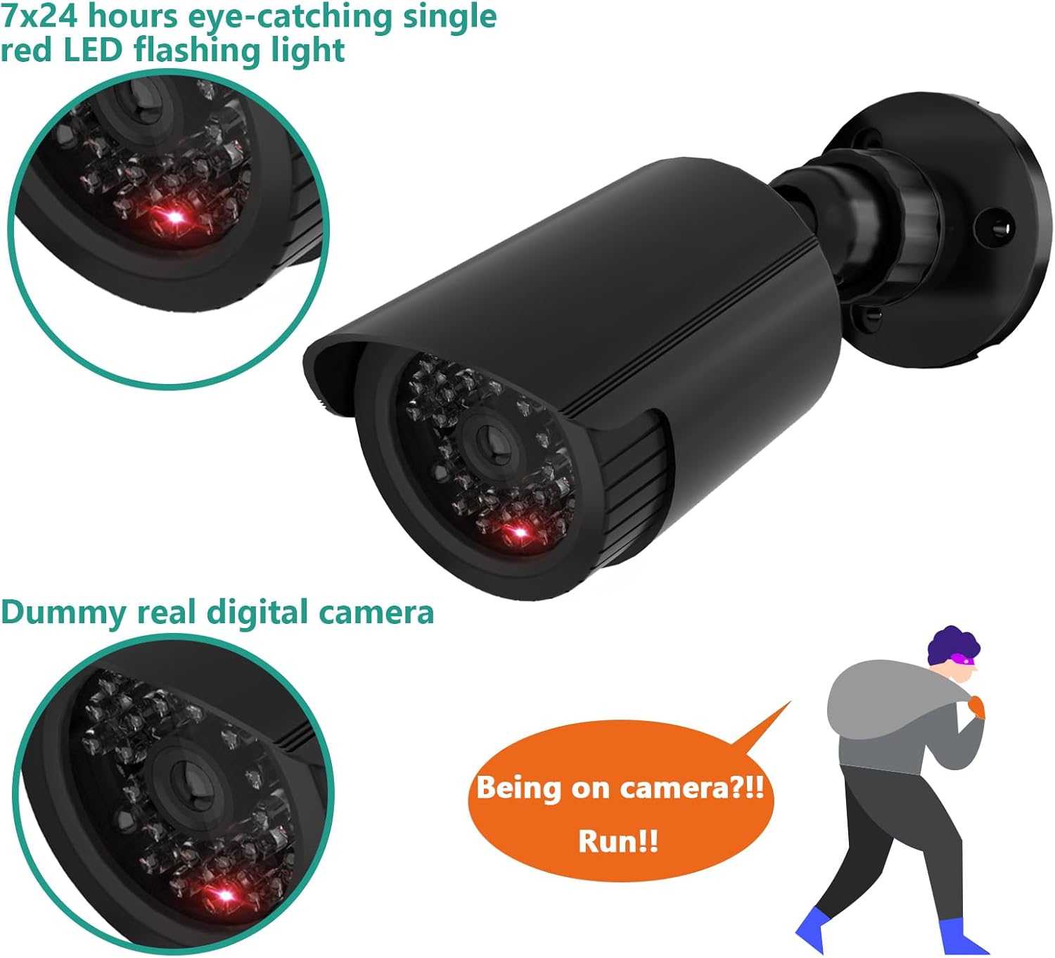 8-Pack Dummy Dome Surveillance Cameras with Flashing LED and Warning Sticker – Indoor/Outdoor Fake Security CCTV for Home or Business (TC-B8)