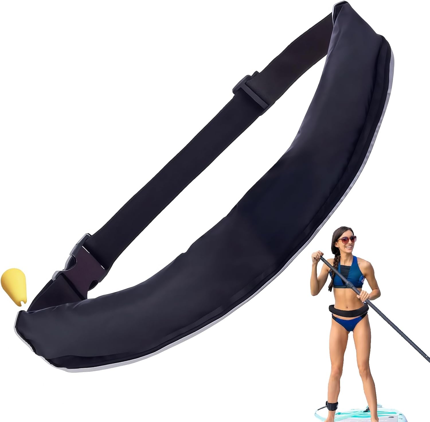 Manual Inflatable Life Belt Pack – Portable Adult Swim Safety Device with Blowpipe & Whistle | Ideal for Swimming, Kayaking, Fishing & Paddleboarding