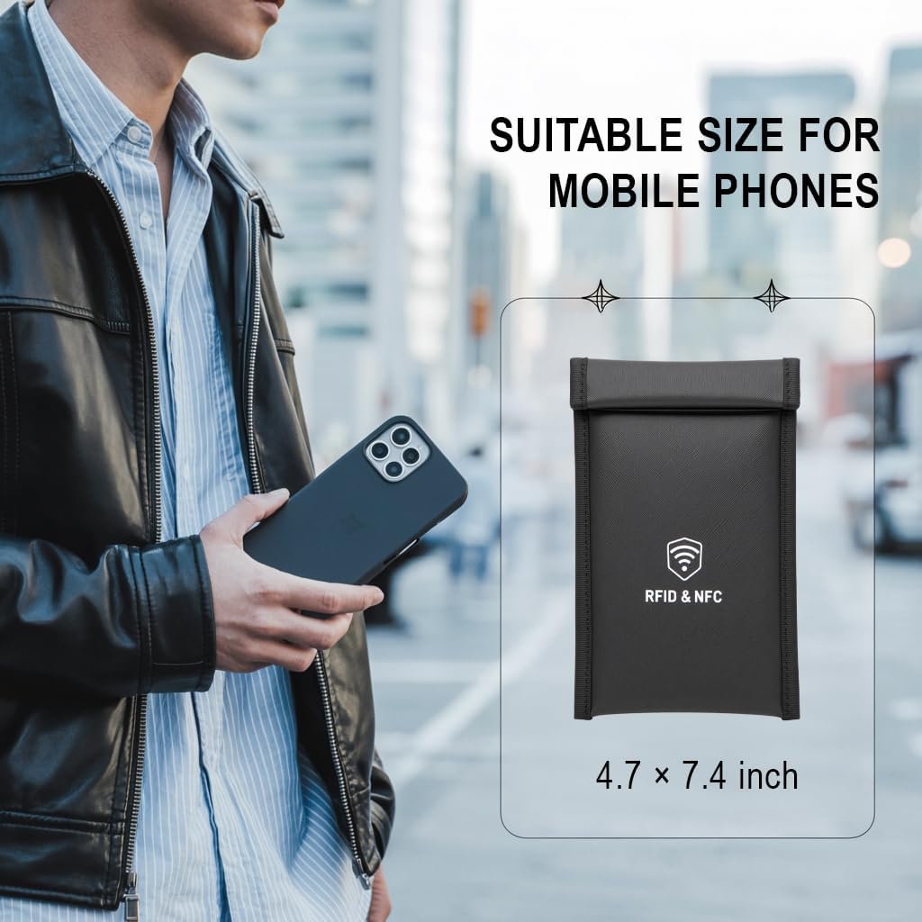 Faraday Bag for Phone – Blocks 5G, Bluetooth, WiFi, GPS & RFID | Fireproof, Waterproof, Detachable Wrist Strap