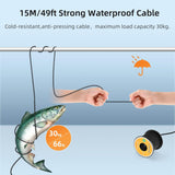 Underwater fishing camera cable and connector setup for lake, boat, or ice fishing