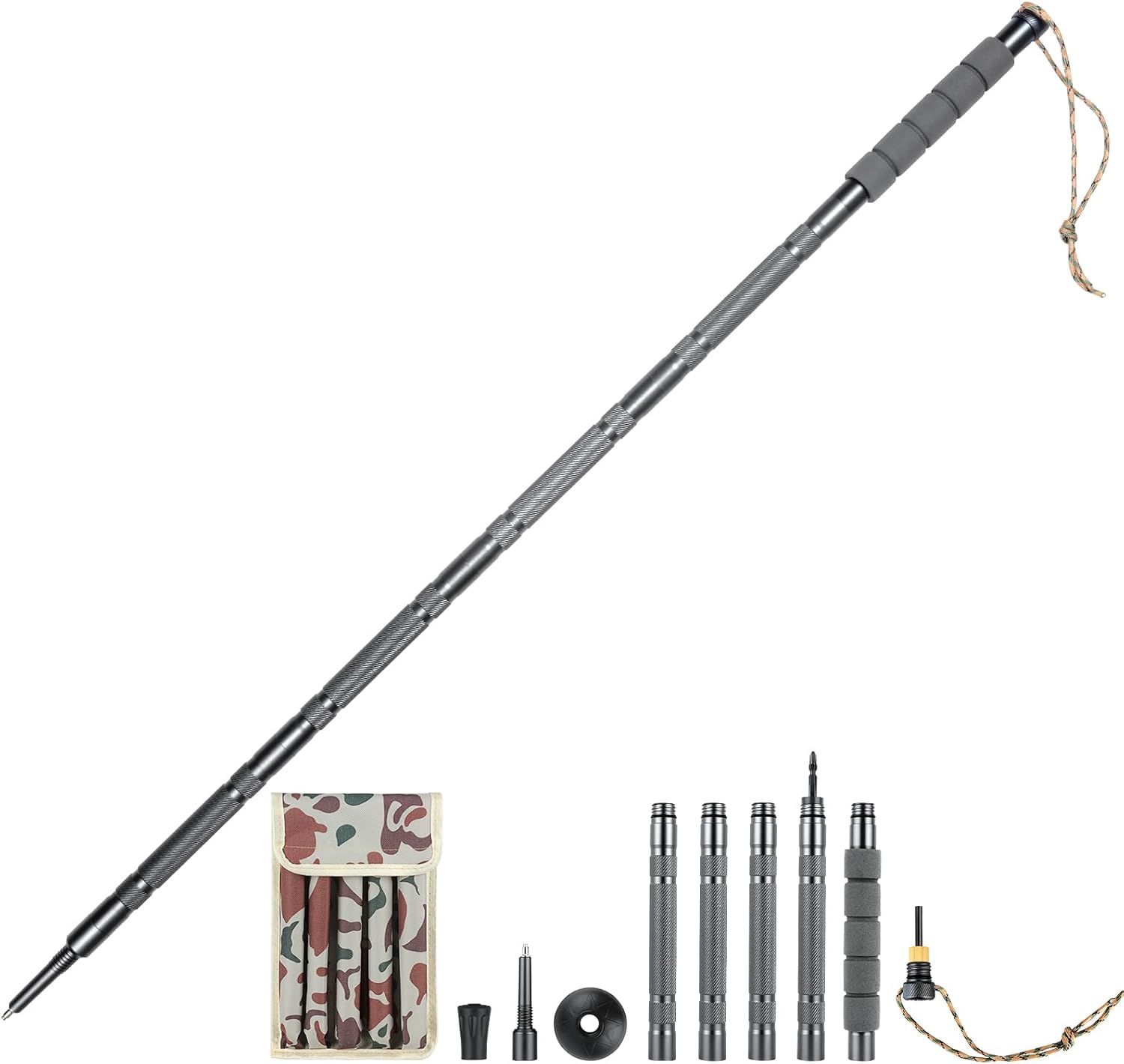 Lightweight Tactical Hiking Pole – Adjustable & Detachable Walking Stick for Men & Women – Collapsible Trekking Pole for Camping, Backpacking, or Outdoor Survival