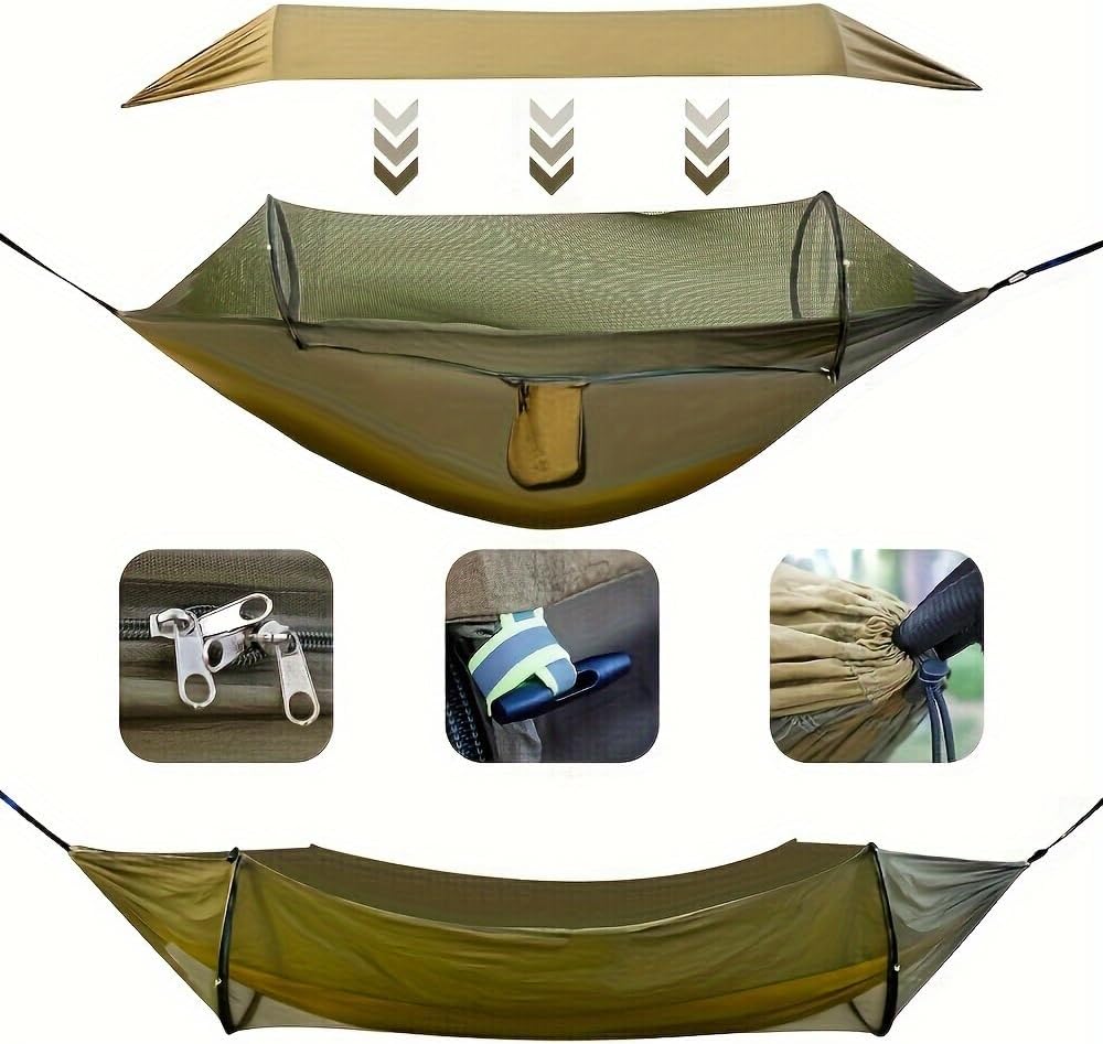 Double Camping Hammock with Mosquito Net – Lightweight 3-in-1 Portable Hammock for Backpacking, Hiking, and Outdoor Travel