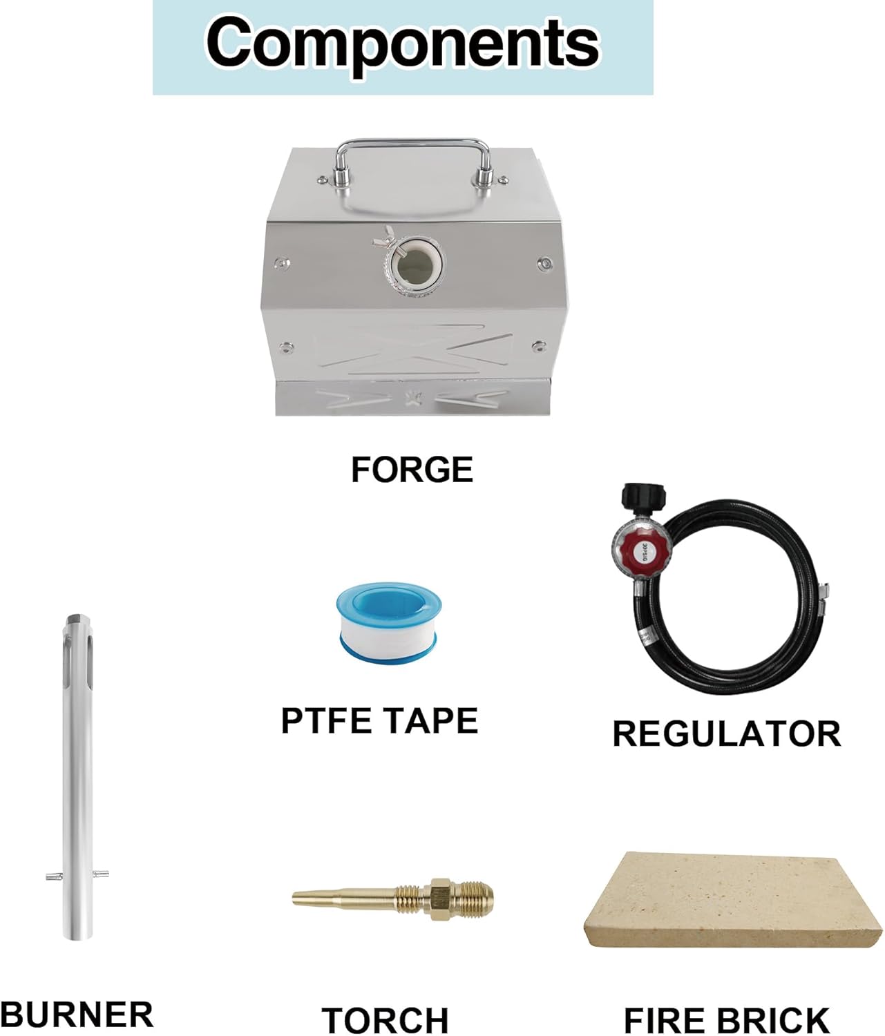 Stainless Steel Propane Forge Kit – Blacksmithing & Knife Making Forge with 30 PSI Regulator for Beginners & Professionals