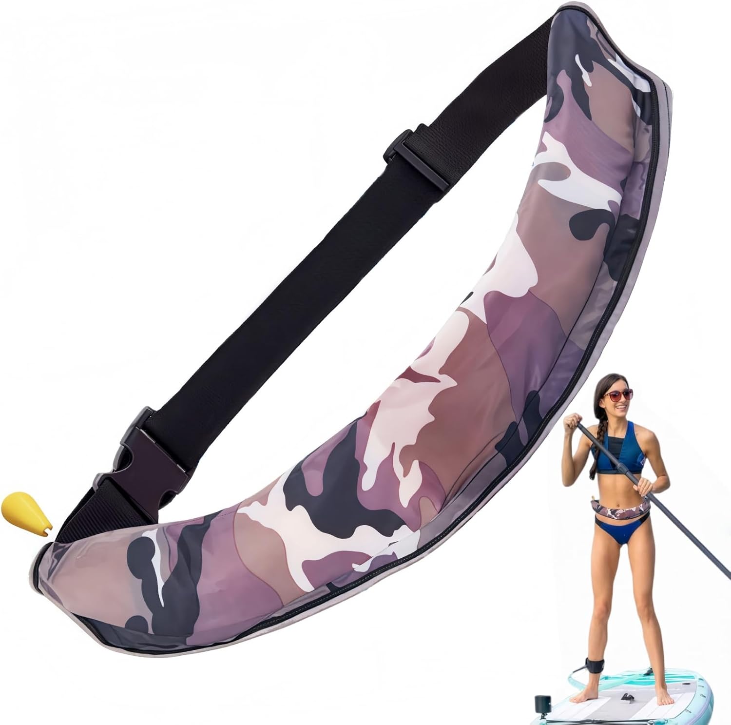 Manual Inflatable Life Belt Pack – Portable Adult Swim Safety Device with Blowpipe & Whistle | Ideal for Swimming, Kayaking, Fishing & Paddleboarding