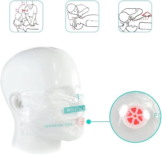 CPR Face Shield Keychain – 100 Pack Disposable Barrier Masks with One-Way Valve | First Aid & EDC
