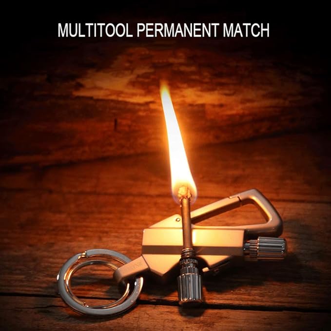 Reusable Waterproof Permanent Matchstick Fire Starter with Bottle Opener – Metal Keychain Lighter for Camping, Hiking, Survival, and Hunting