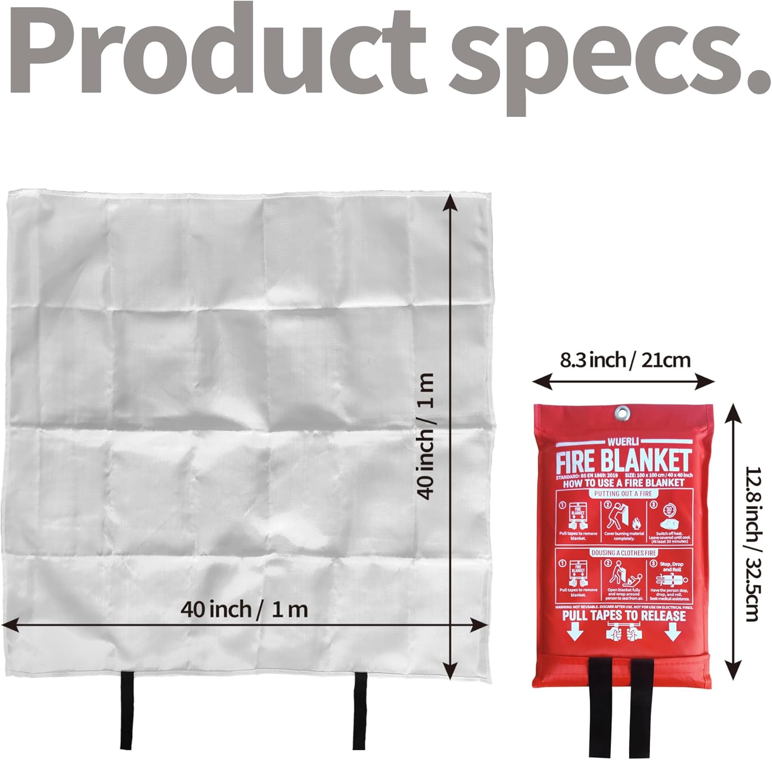 4 Pack Emergency Fire Blanket for Home and Kitchen, 40" x 40"