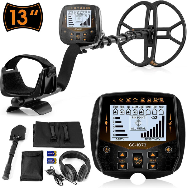 Metal Detector for Adults – 13" Waterproof DD Coil, 3 Search Modes, Pinpoint, LCD Display | Gold, Coins & Relics