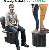 Portable camping toilet folded flat to 14.1 x 12.6 x 2.7 inches for compact storage