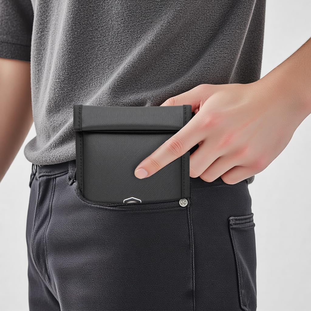 Faraday Bag for Phone – Blocks 5G, Bluetooth, WiFi, GPS & RFID | Fireproof, Waterproof, Detachable Wrist Strap
