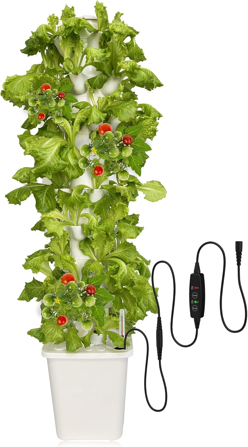 Hydroponic Tower Garden System – 45-Pod Vertical Indoor Planter with Water Circulation & Auto Timer for Growing Herbs, Vegetables & Houseplants – Ideal for Home, Patio, or Greenhouse