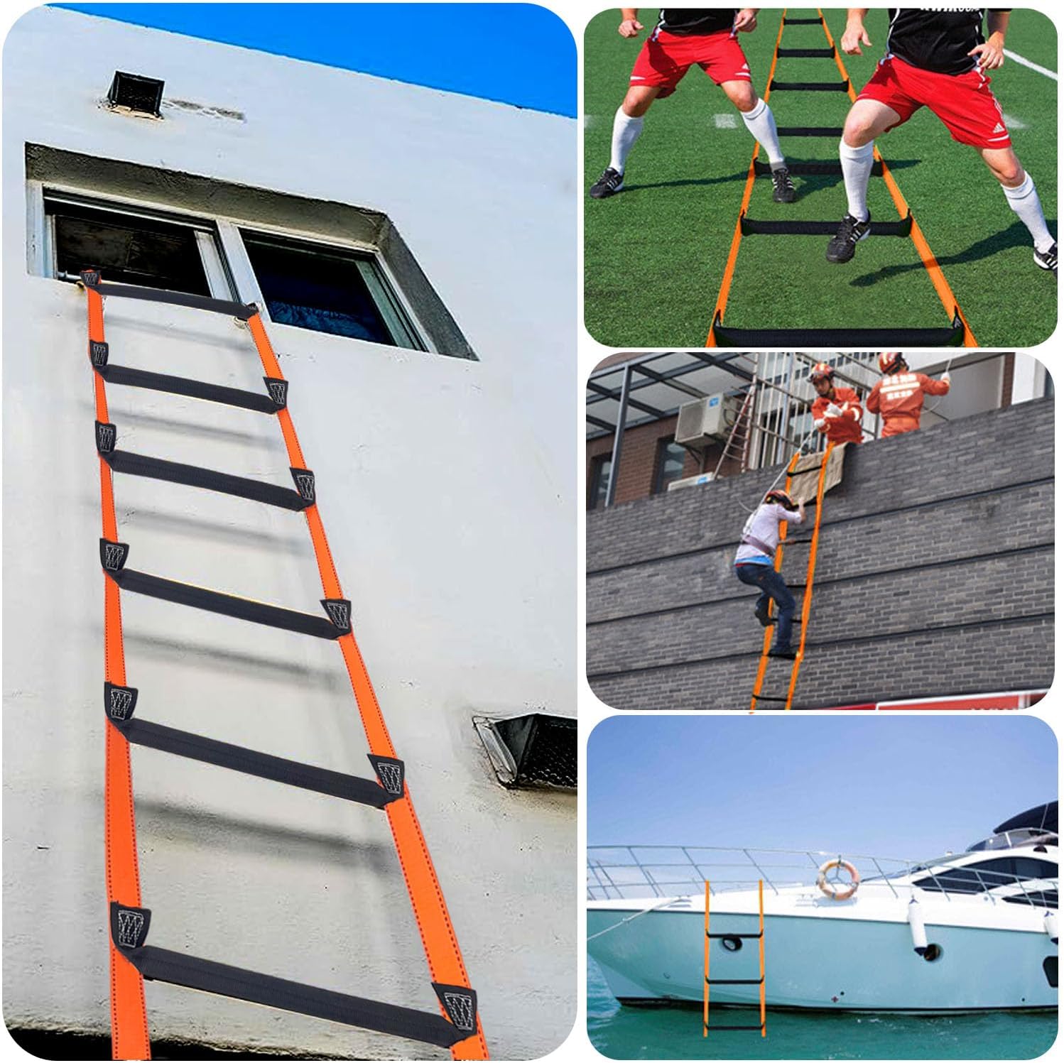 32.8-Foot Emergency Fire Escape Ladder – Reusable Safety Rope Ladder for 3-5 Story Homes, Balcony, and Window Use