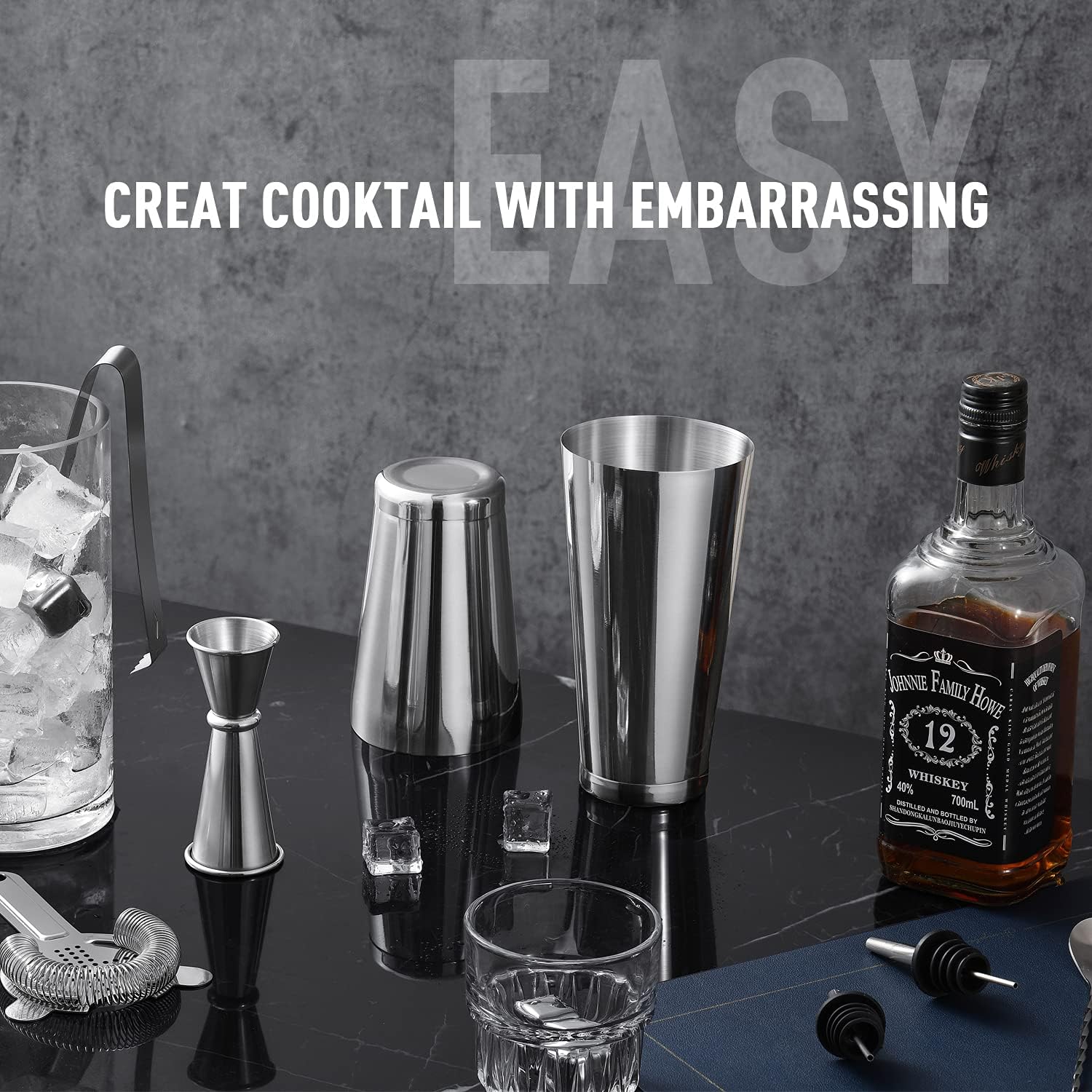 25-Piece Professional Travel Bartender Kit – Complete Cocktail Set with Portable Travel Bag for Home, Parties, Work, and Camping