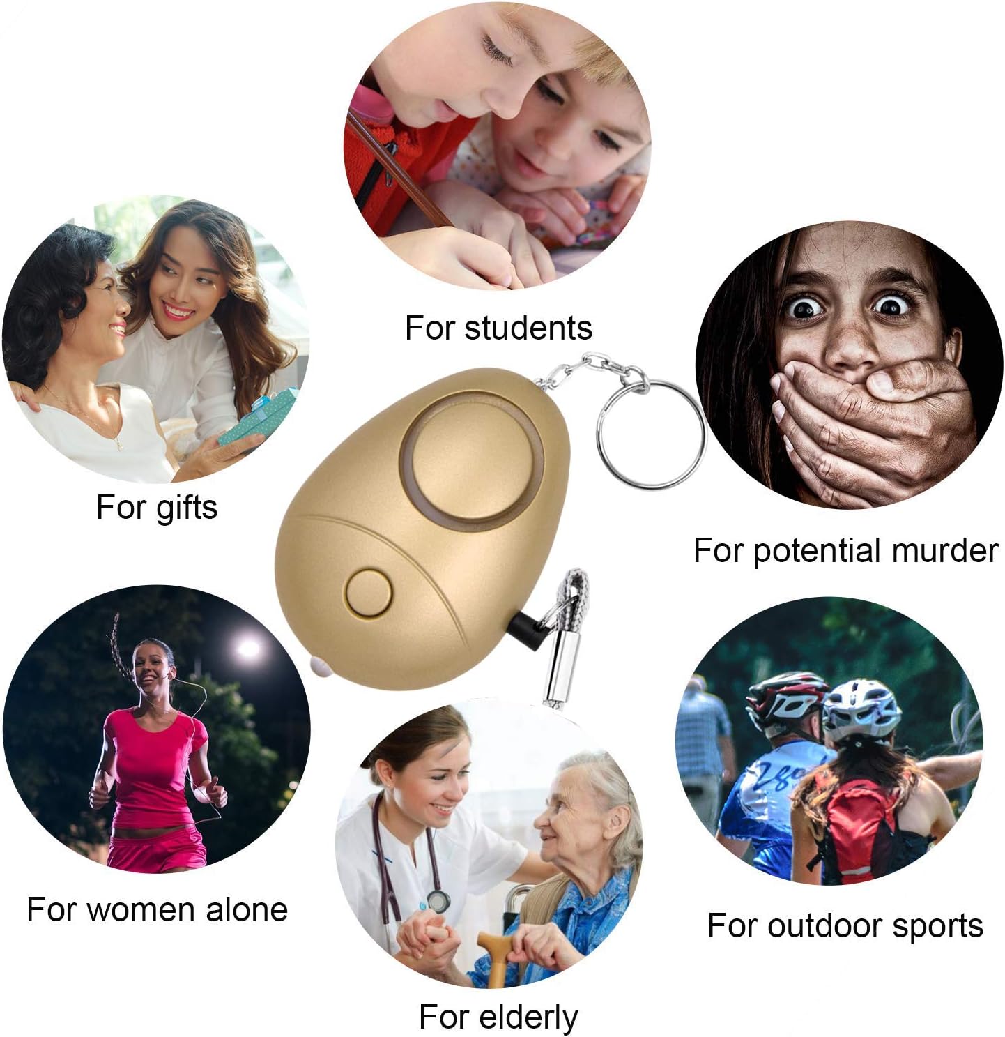 140dB Personal Safety Alarm Keychain with LED Light – 6 Pack Emergency Self-Defense Security Alarm for Women, Men, Kids, Elderly, and Outdoor Use
