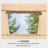 Steel stakes and windproof guy ropes included with the 4-season inflatable tent