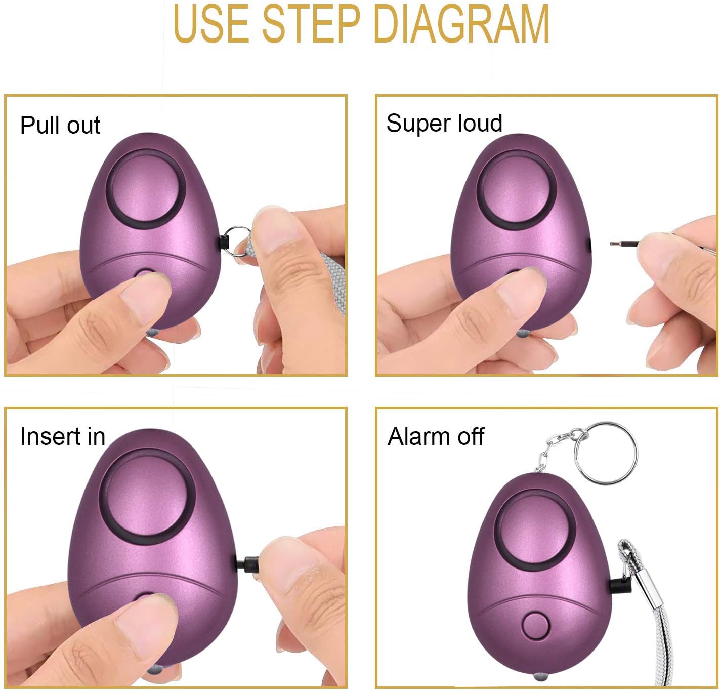 140dB Personal Safety Alarm Keychain with LED Light – 6 Pack Emergency Self-Defense Security Alarm for Women, Men, Kids, Elderly, and Outdoor Use