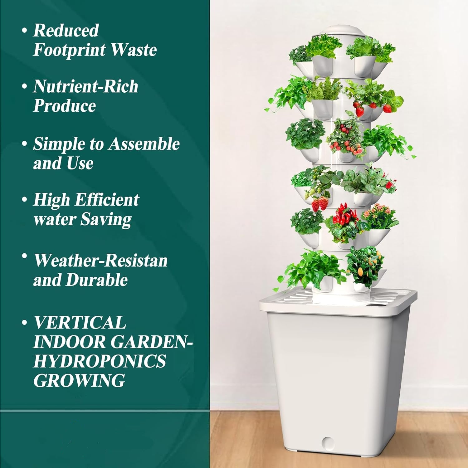 30-Plant Indoor Hydroponic Growing System – Vertical Tower Garden Kit for Home Gardening, Smart Hydroponic Planter for Herbs, Vegetables & Fruits