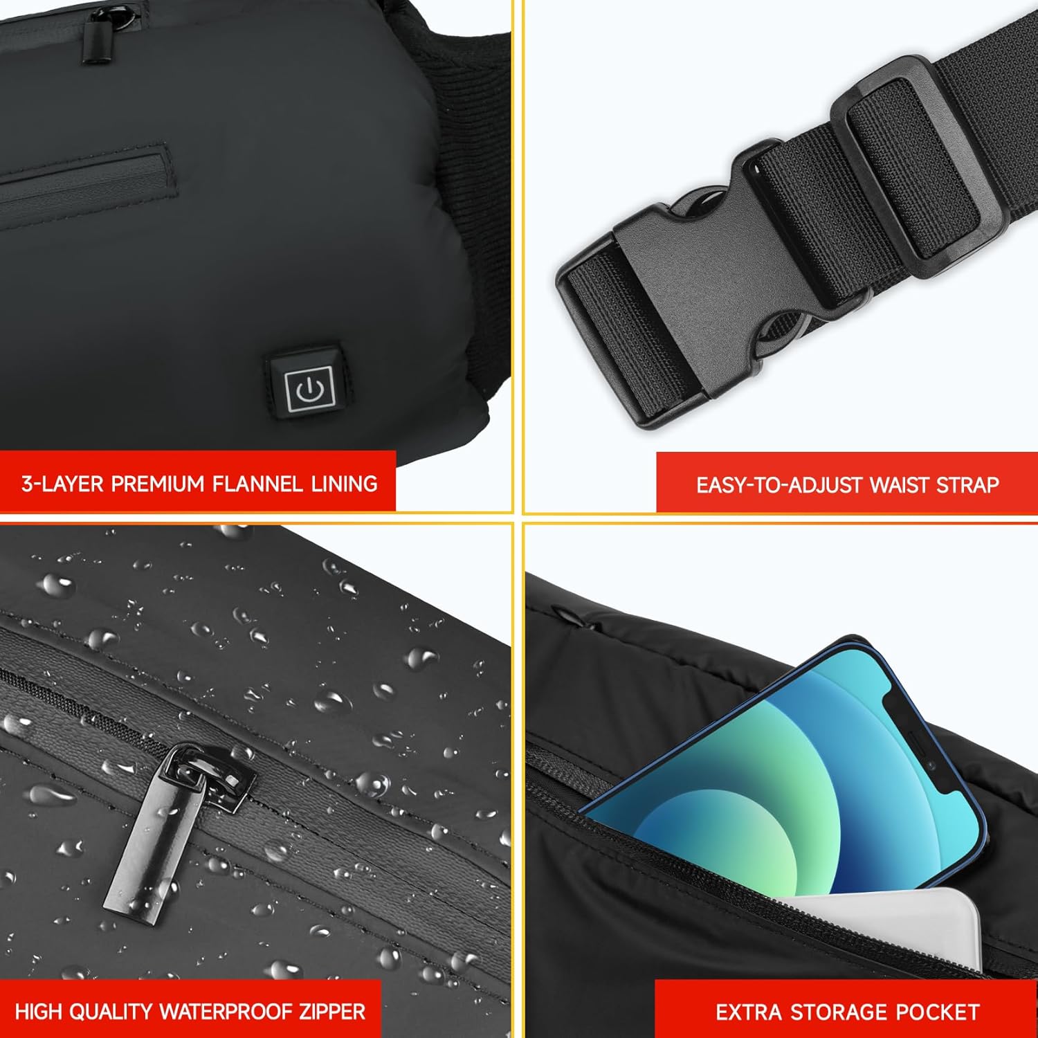 Rechargeable Heated Hand Warmer Pouch with 10000mAh Battery – Electric Heated Hand Muff for Men & Women | Cold Weather Hand Warmer for Football, Golf, Concerts & Outdoor Events