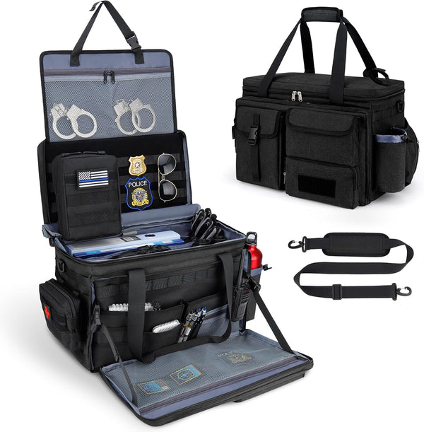 Tactical Patrol Bag – 35L Police Duty Bag, MOLLE + Hook-and-Loop, Seat Mount, Removable Dividers & Shoulder Strap